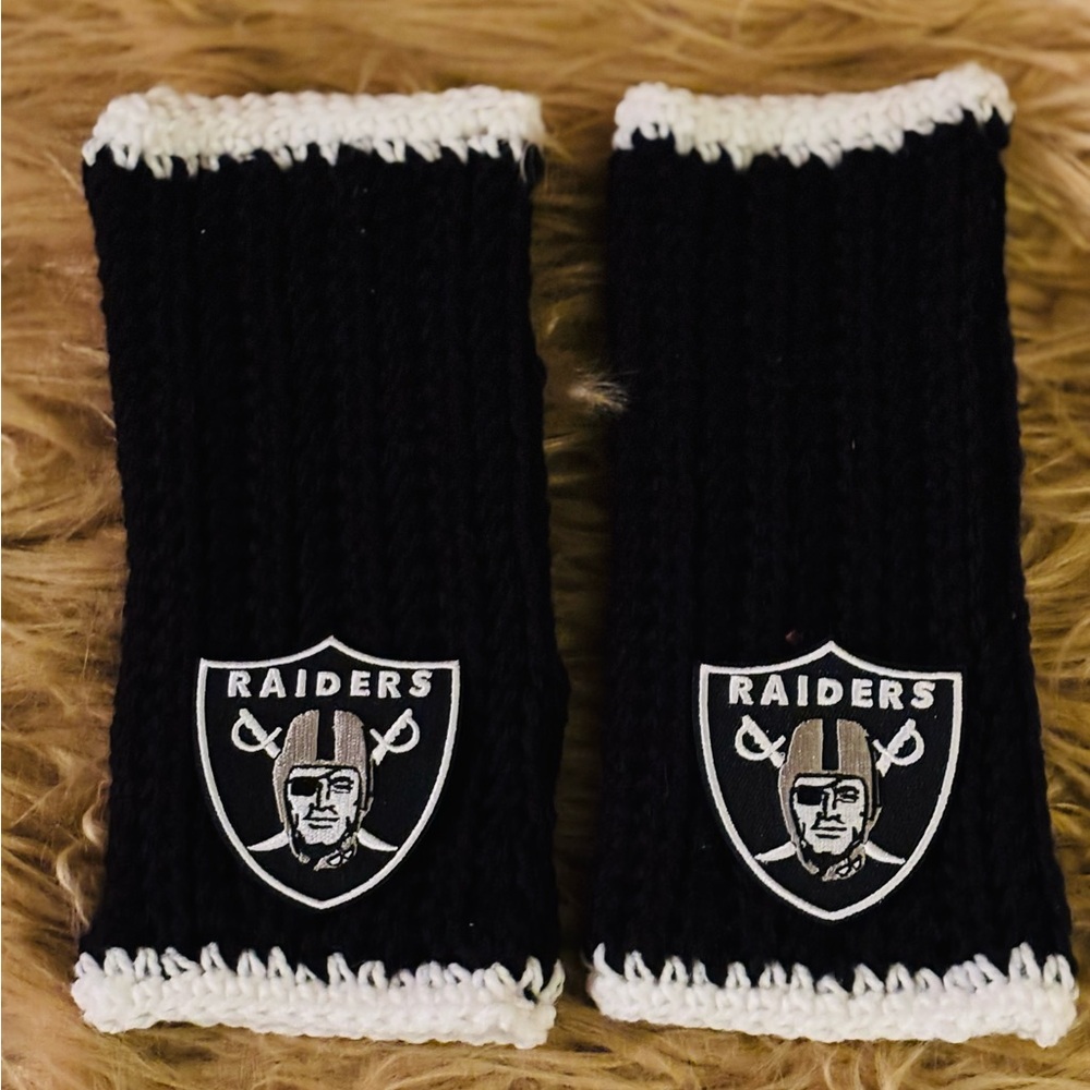 Raiders  Finger-less Wrist Warmers Handmade Size Teen-Adult